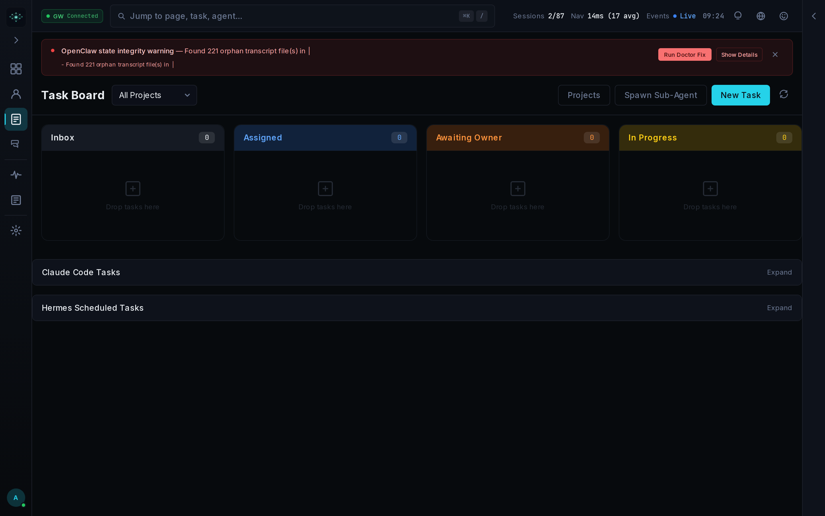 Mission Control Cron Panel