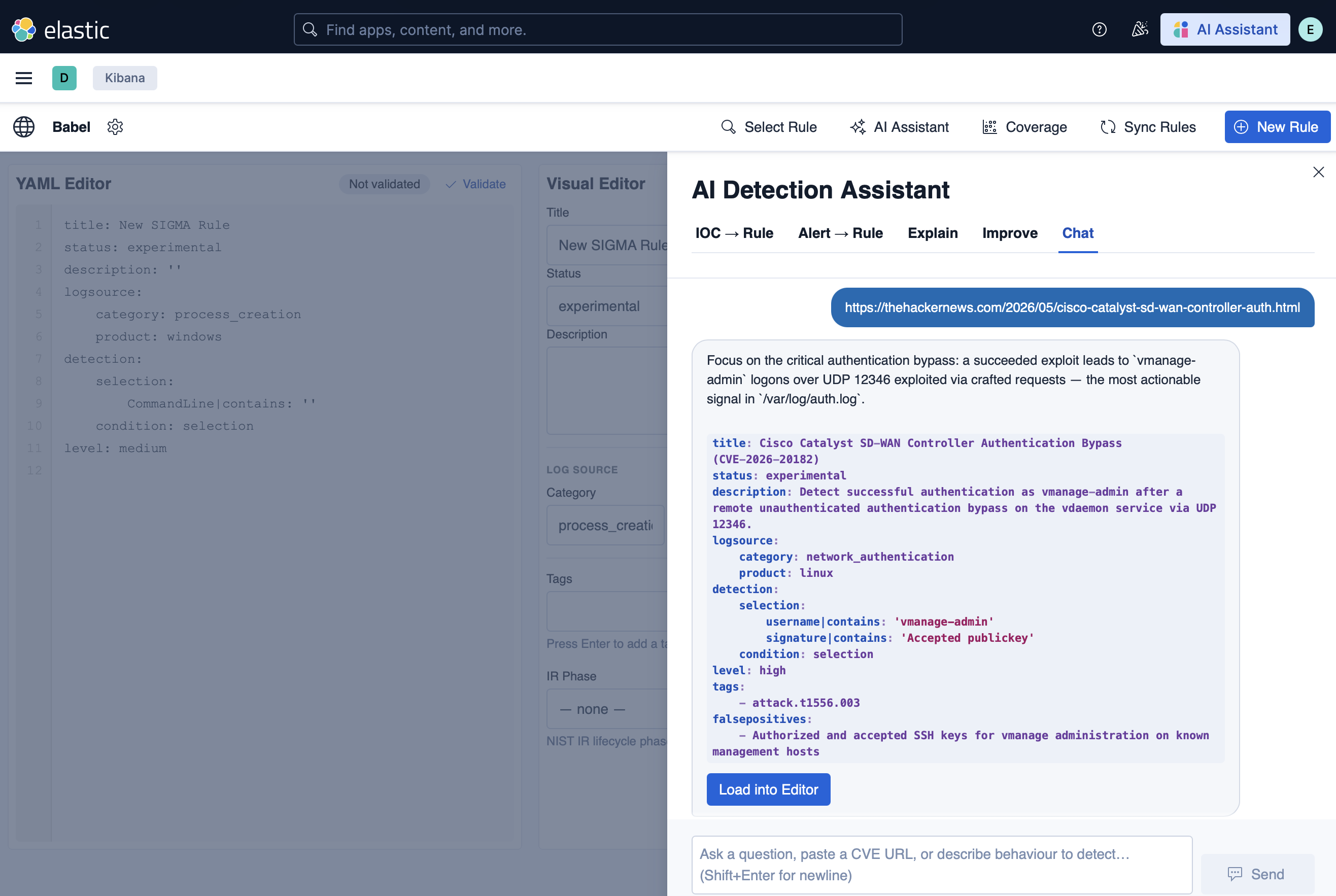 AI 检测助手聊天将 CVE URL 转化为 SIGMA 规则