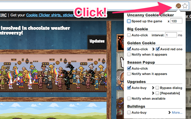 A screenshot of Uncanny Cookie Clicker