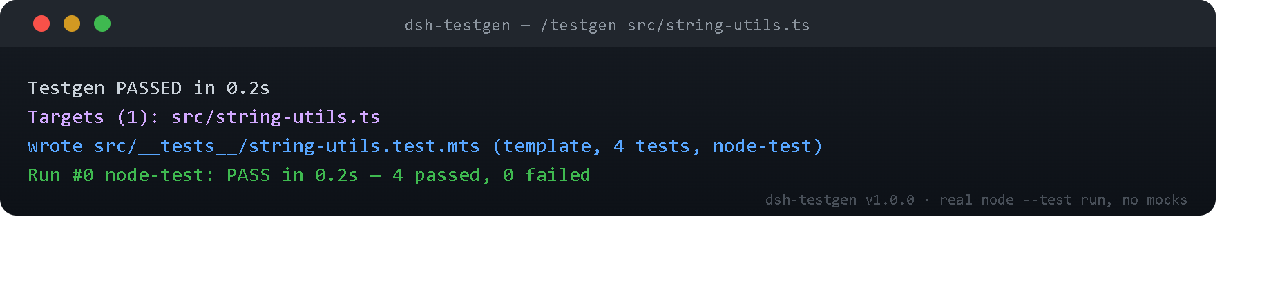 dsh-testgen CLI demo