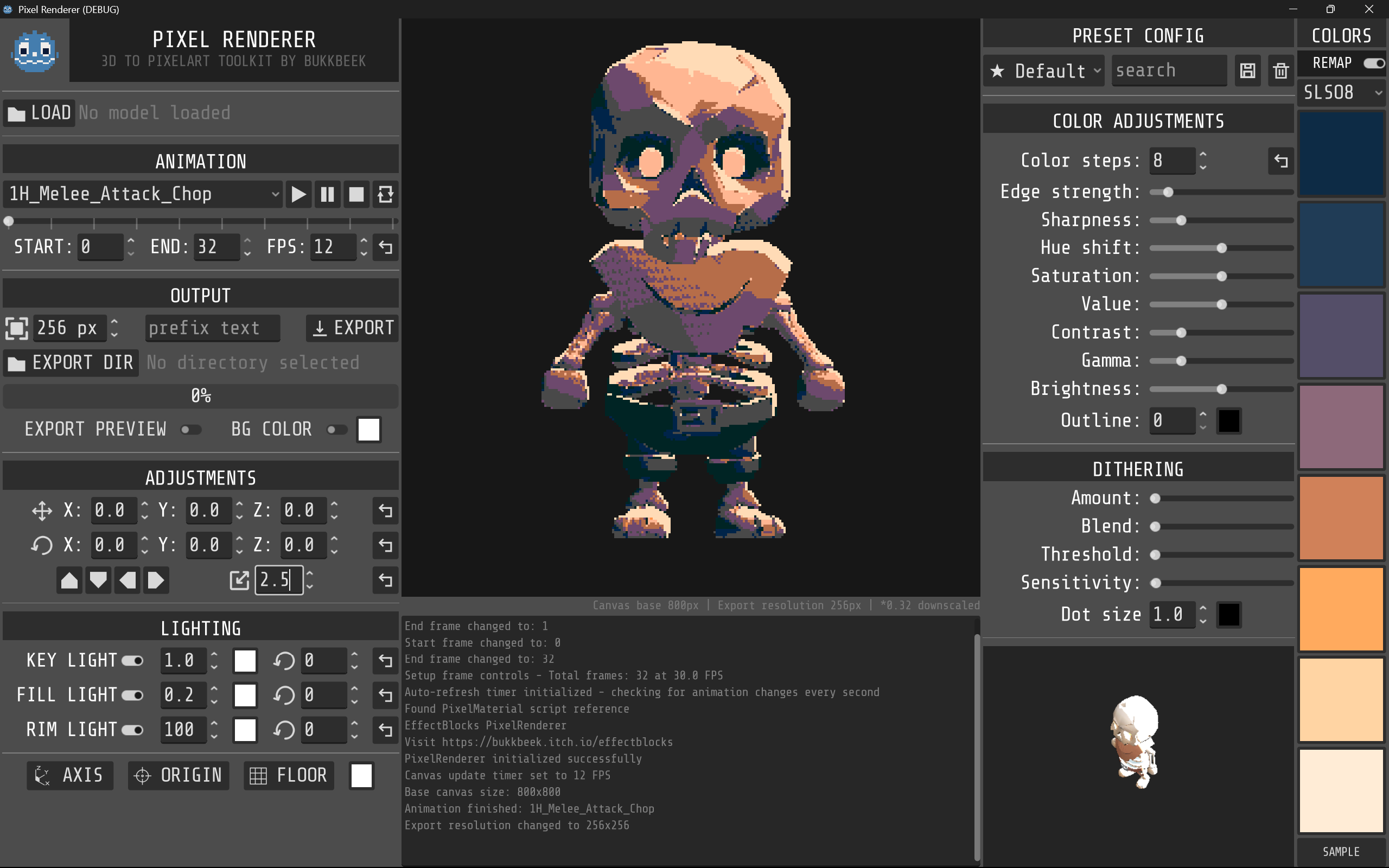 Pixel Renderer Interface Screenshot
