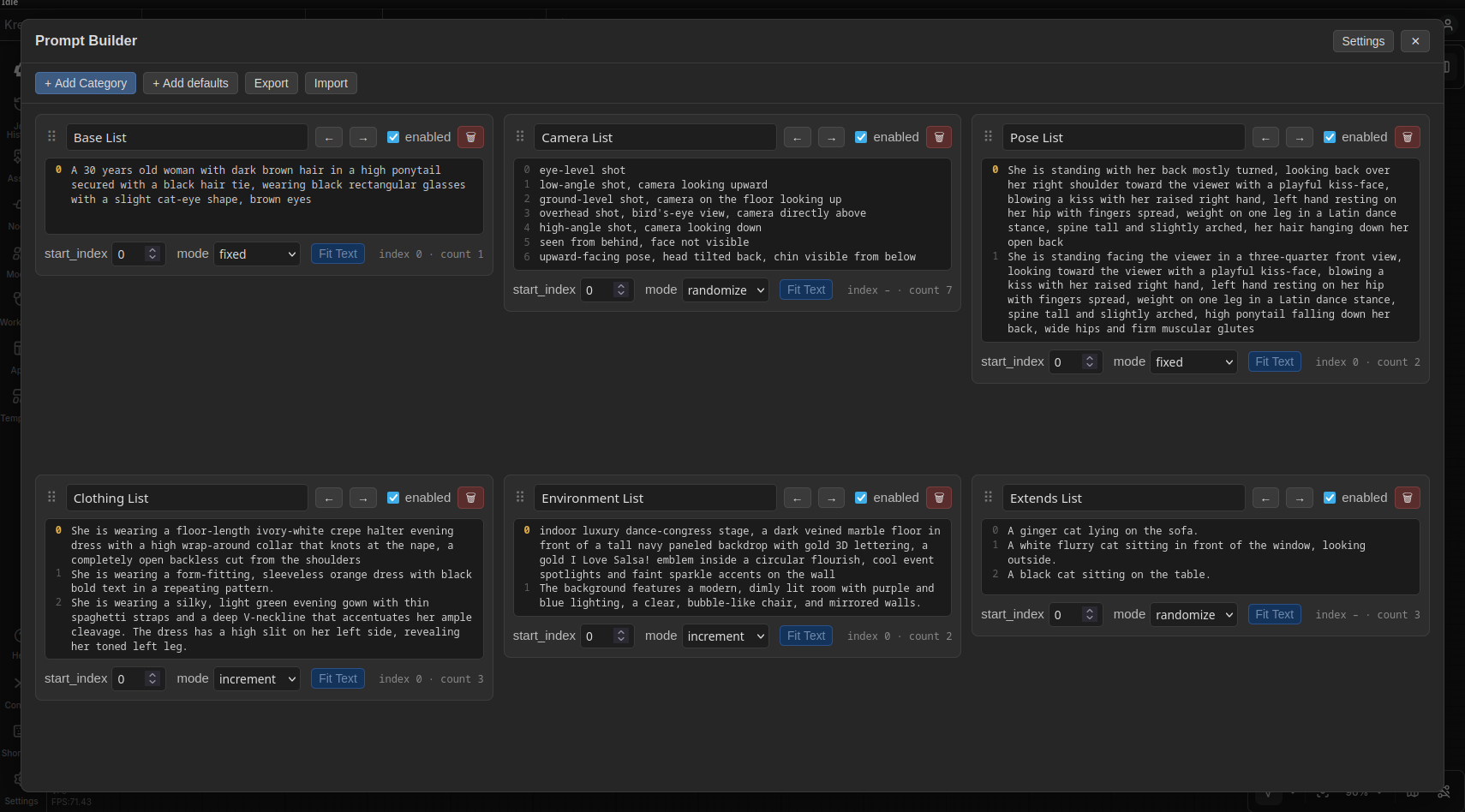 Prompt Builder editor