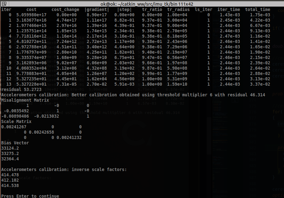 IMU TK, Shell Output