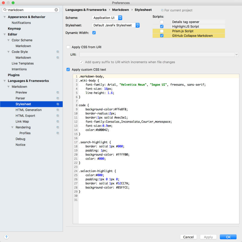 Screen Shot Settings Css