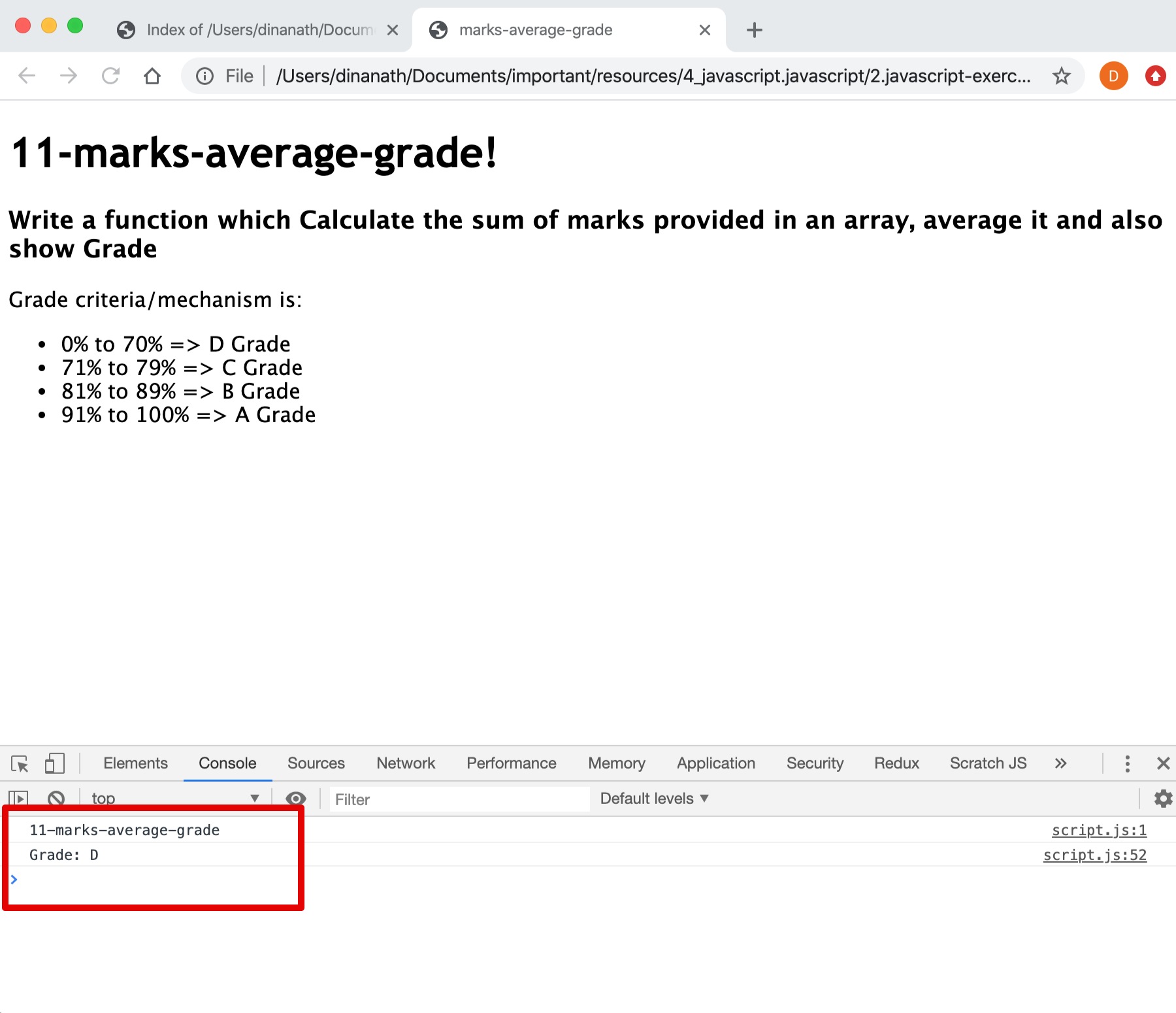 Marks Average Grade