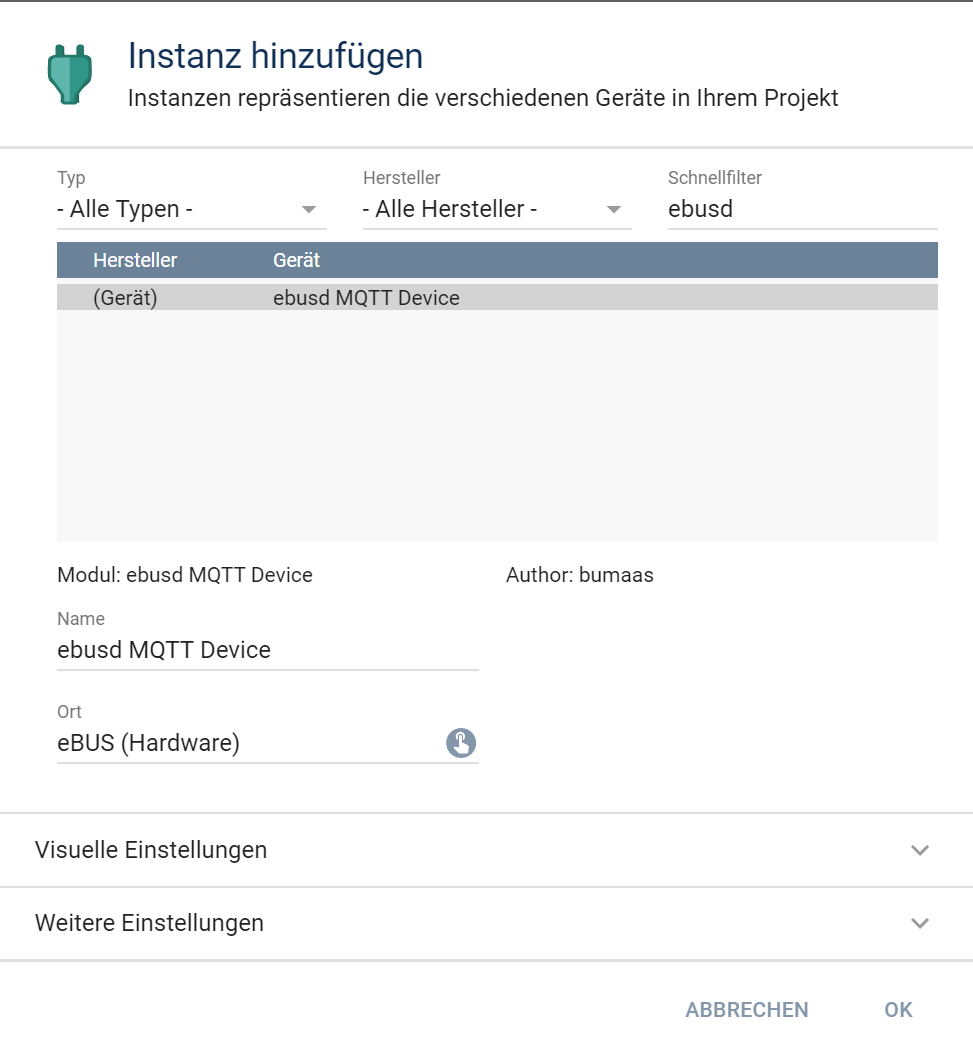 Instanz erstellen