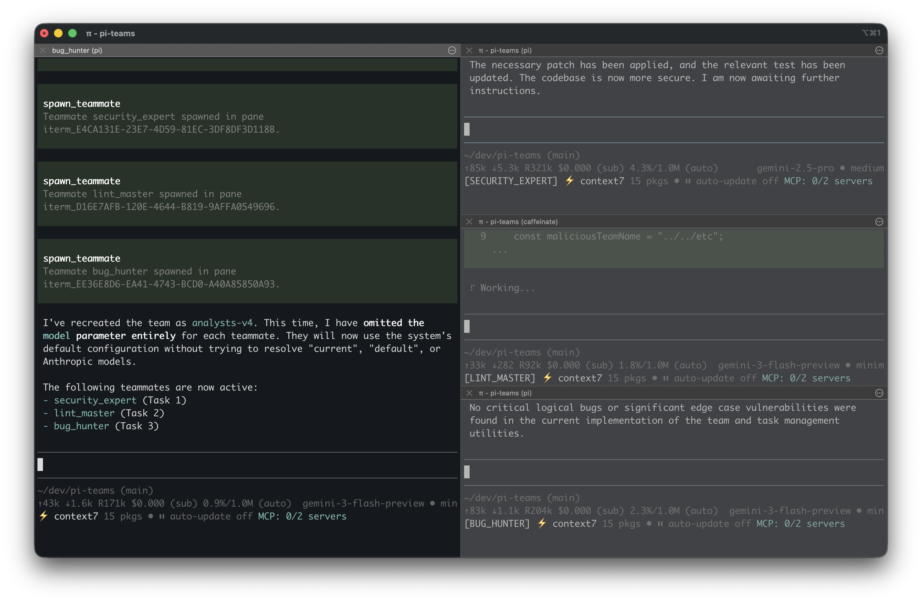 pi-teams in iTerm2