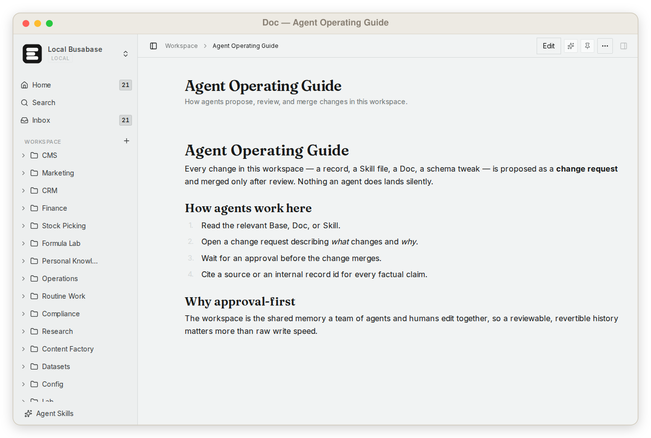 Durable agent knowledge in a Doc