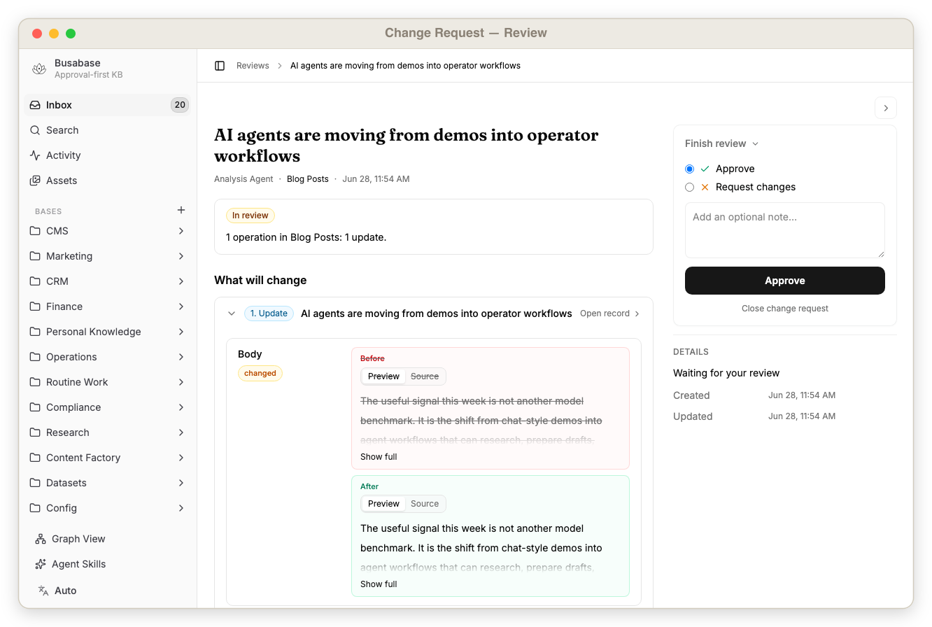 Agent-proposed diff