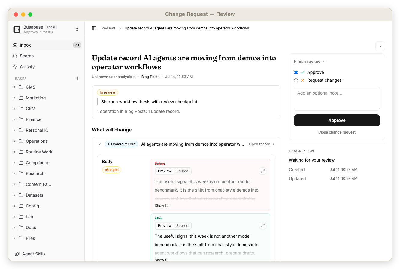 Agent-proposed diff