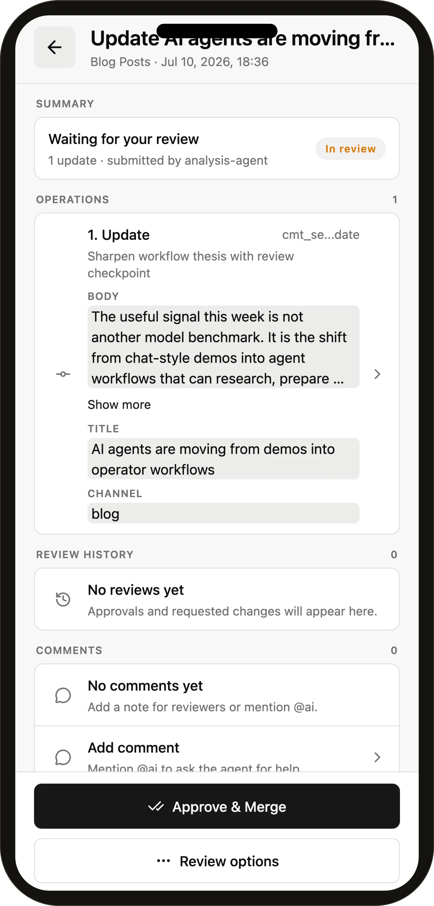 Mobile Change Request review