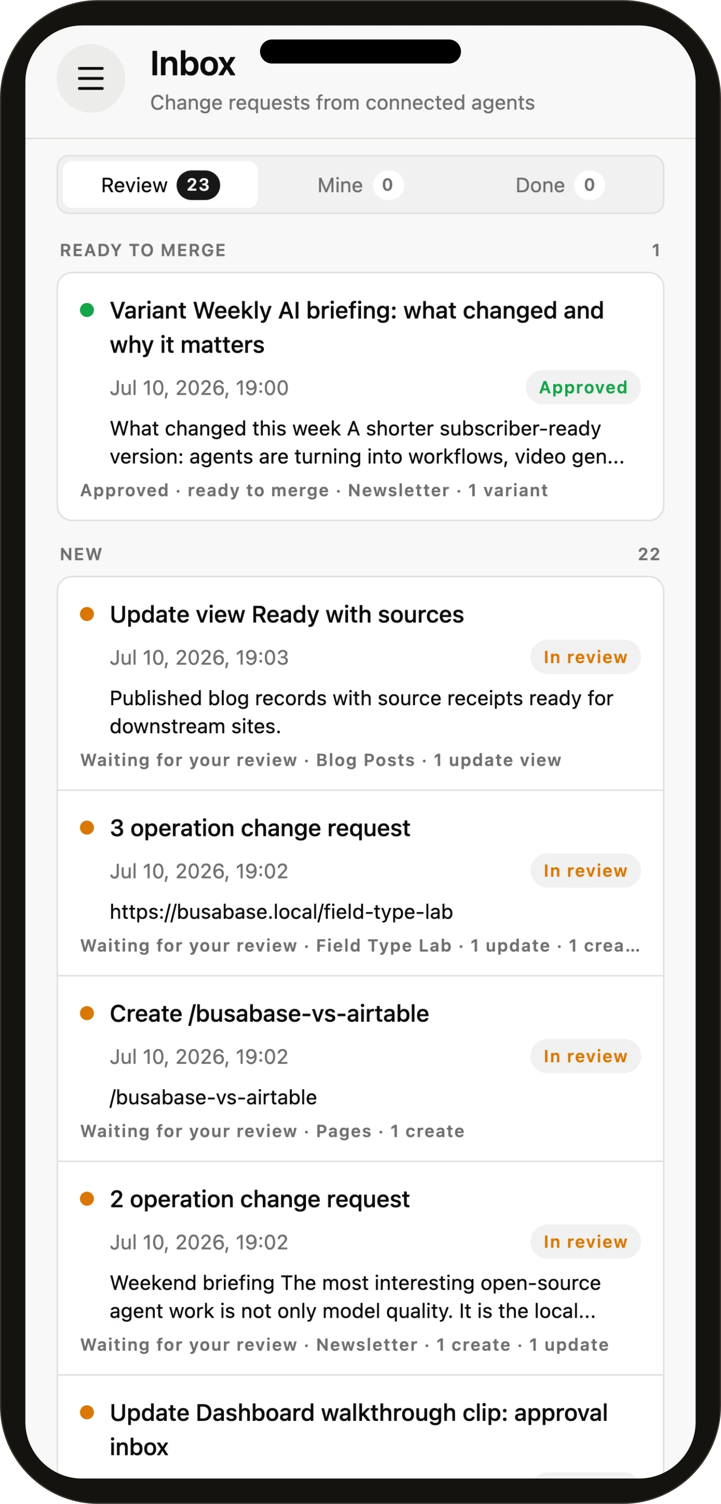 Mobile Inbox