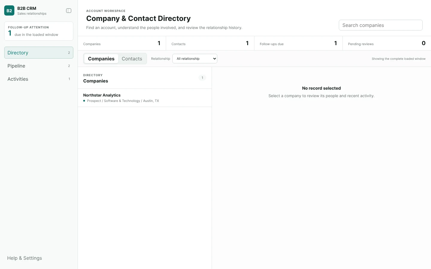 b2b-crm workspace template preview