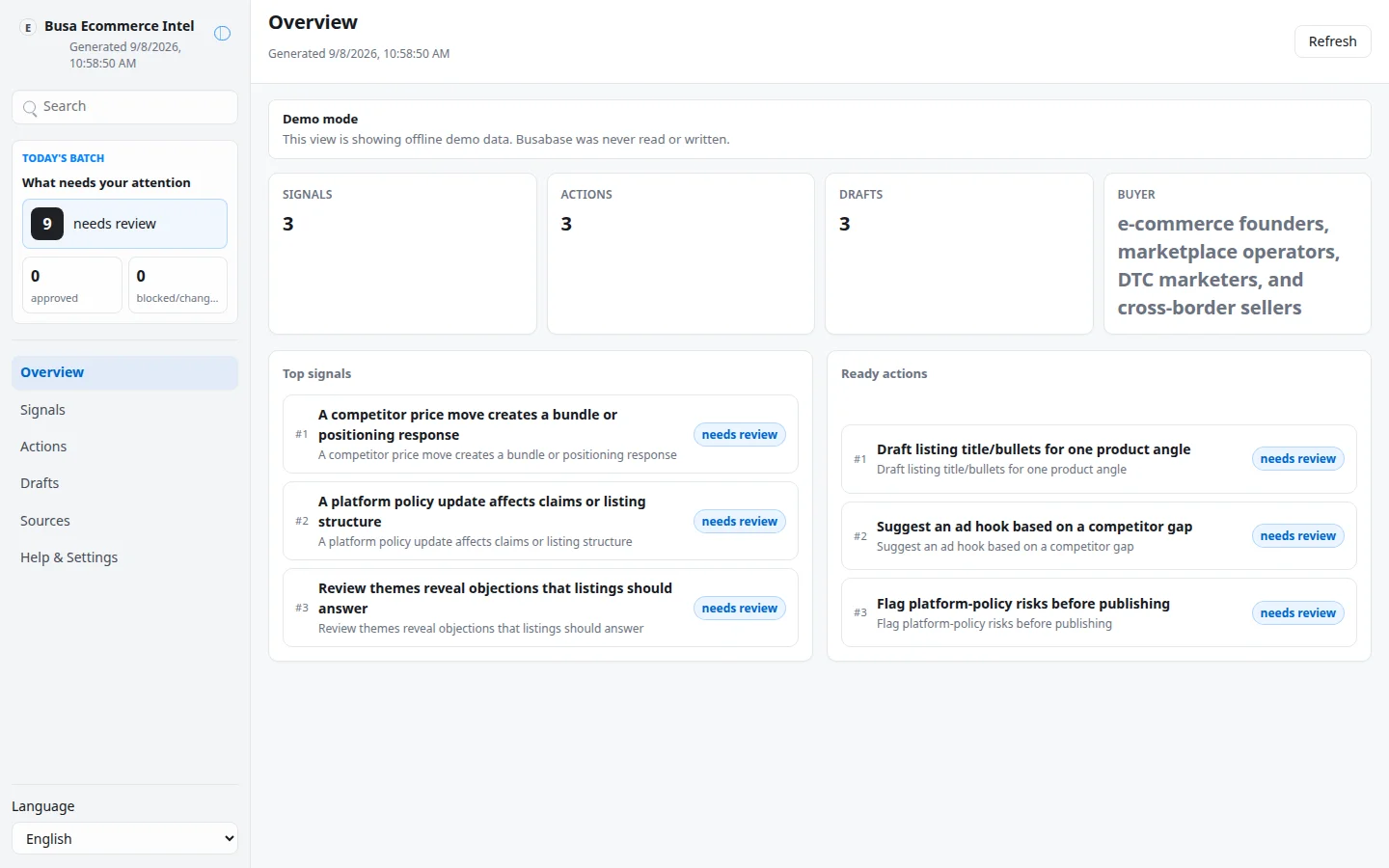 Busa E-commerce Intel screenshot 4