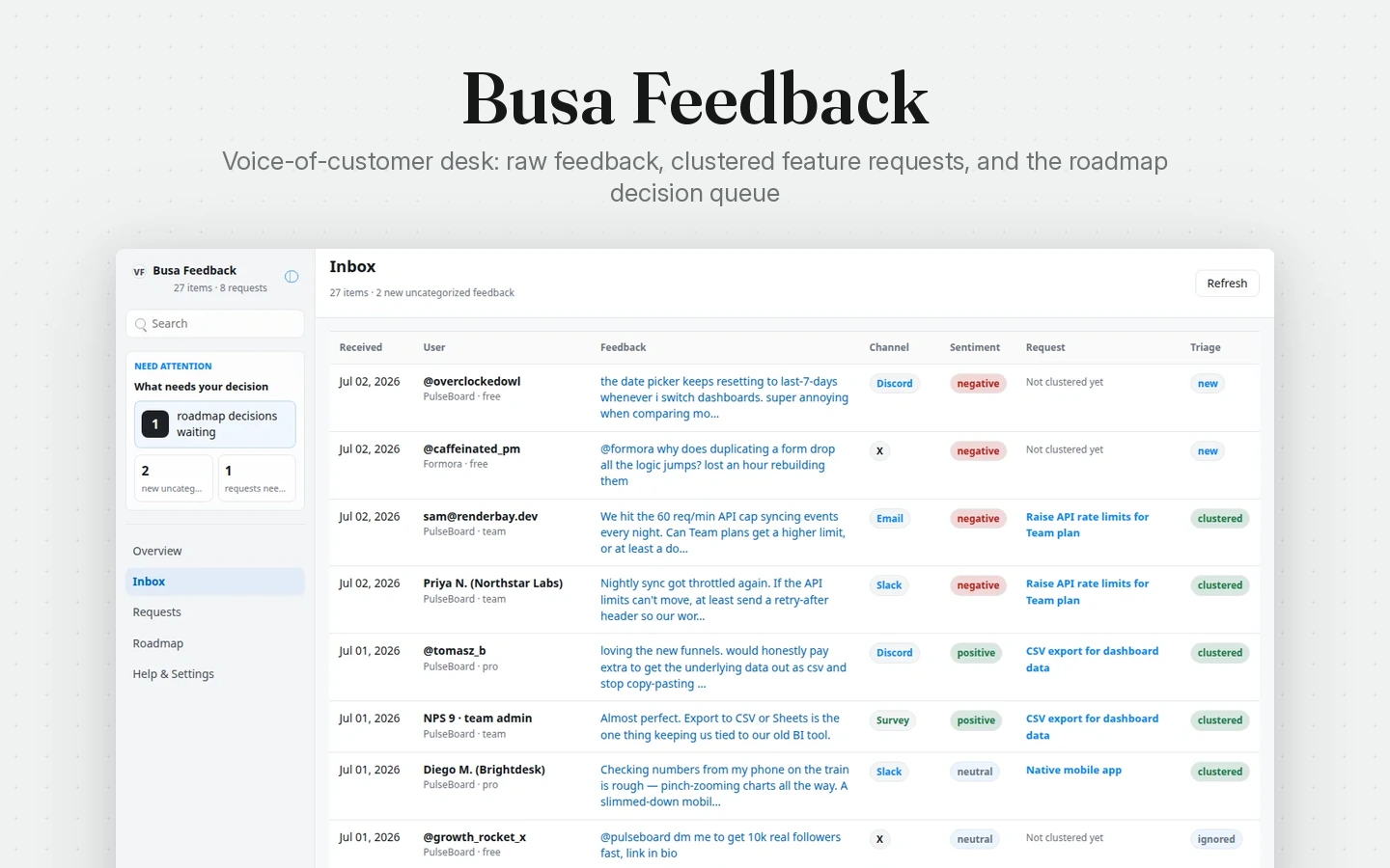 Busa Feedback screenshot 1