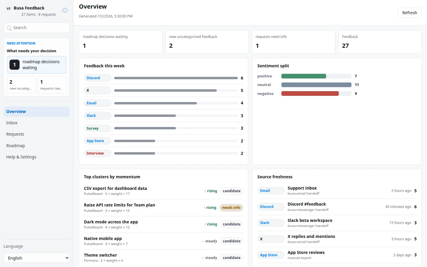 Busa Feedback screenshot 3