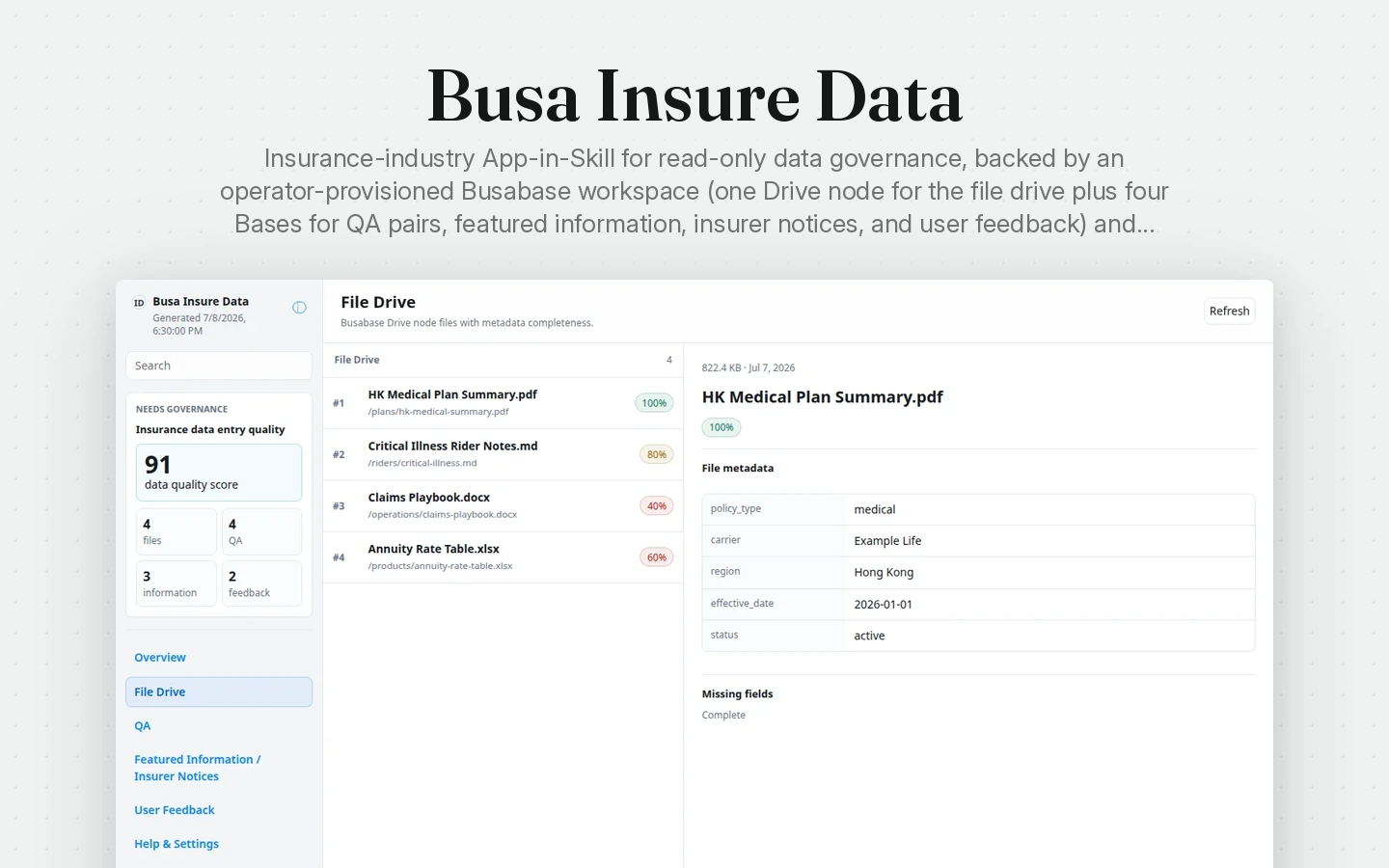 Busa Insure Data screenshot 1