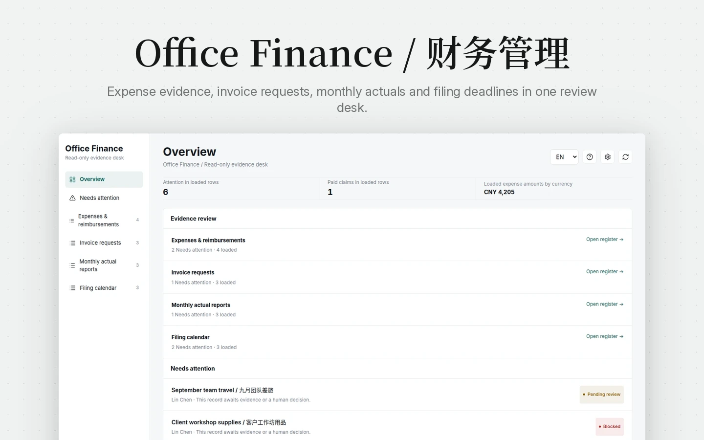 Office Finance workspace template preview