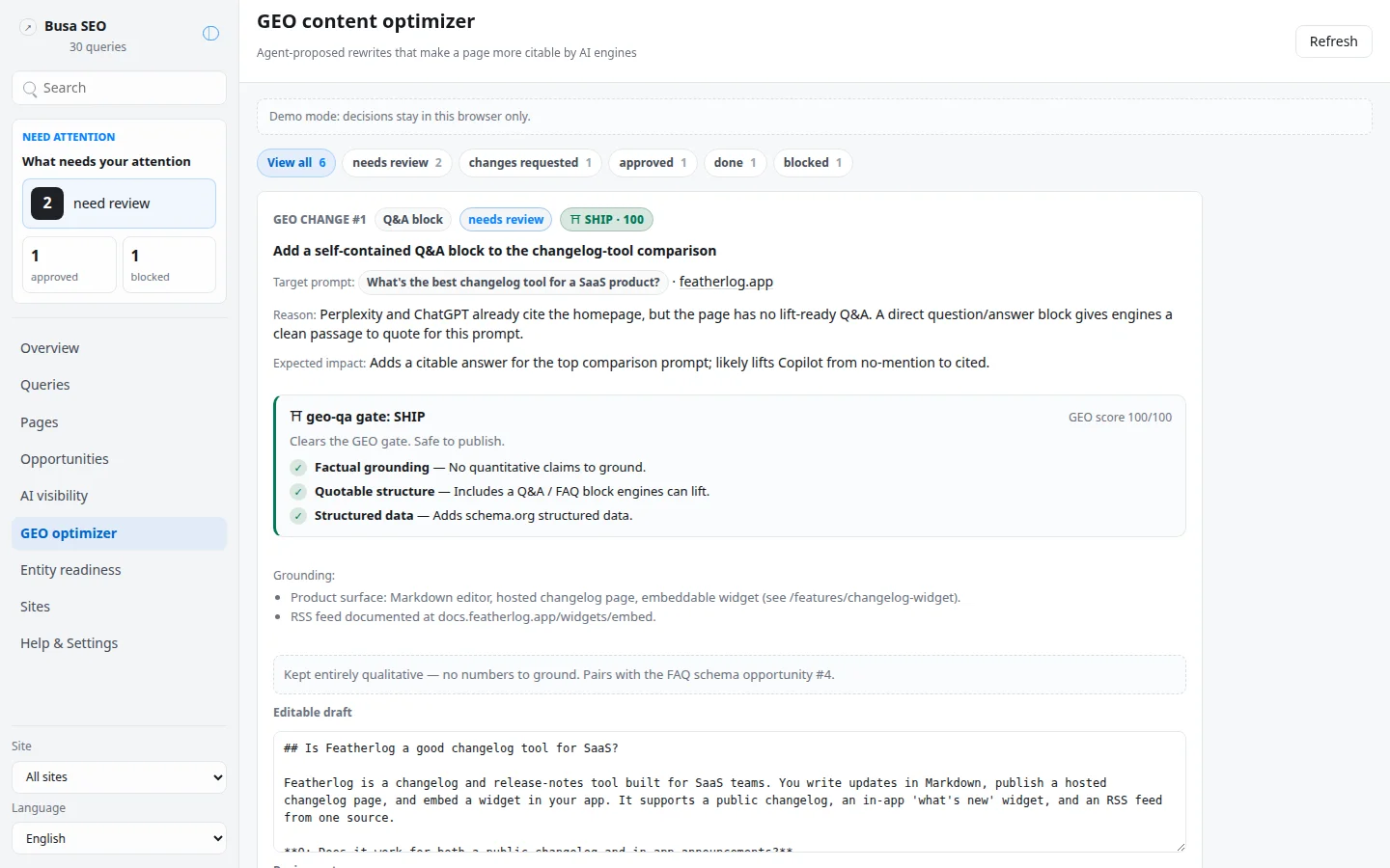 Busa SEO screenshot 5