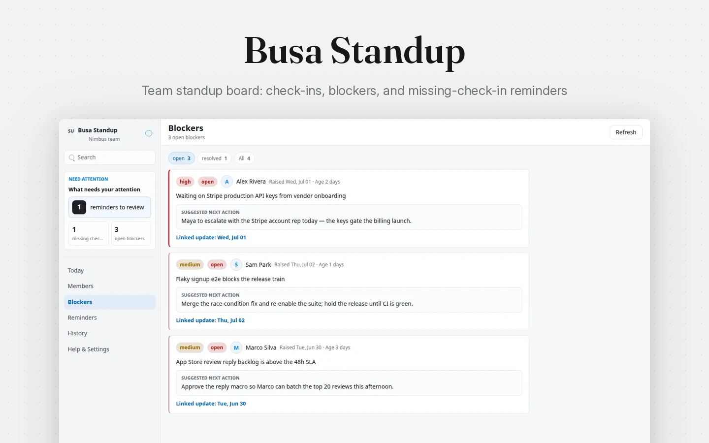 Busa Standup screenshot 1