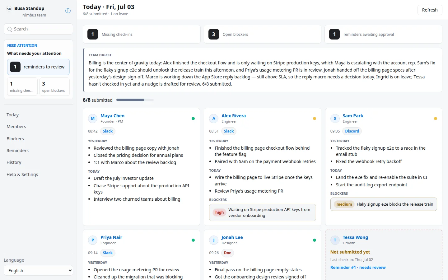 Busa Standup screenshot 5