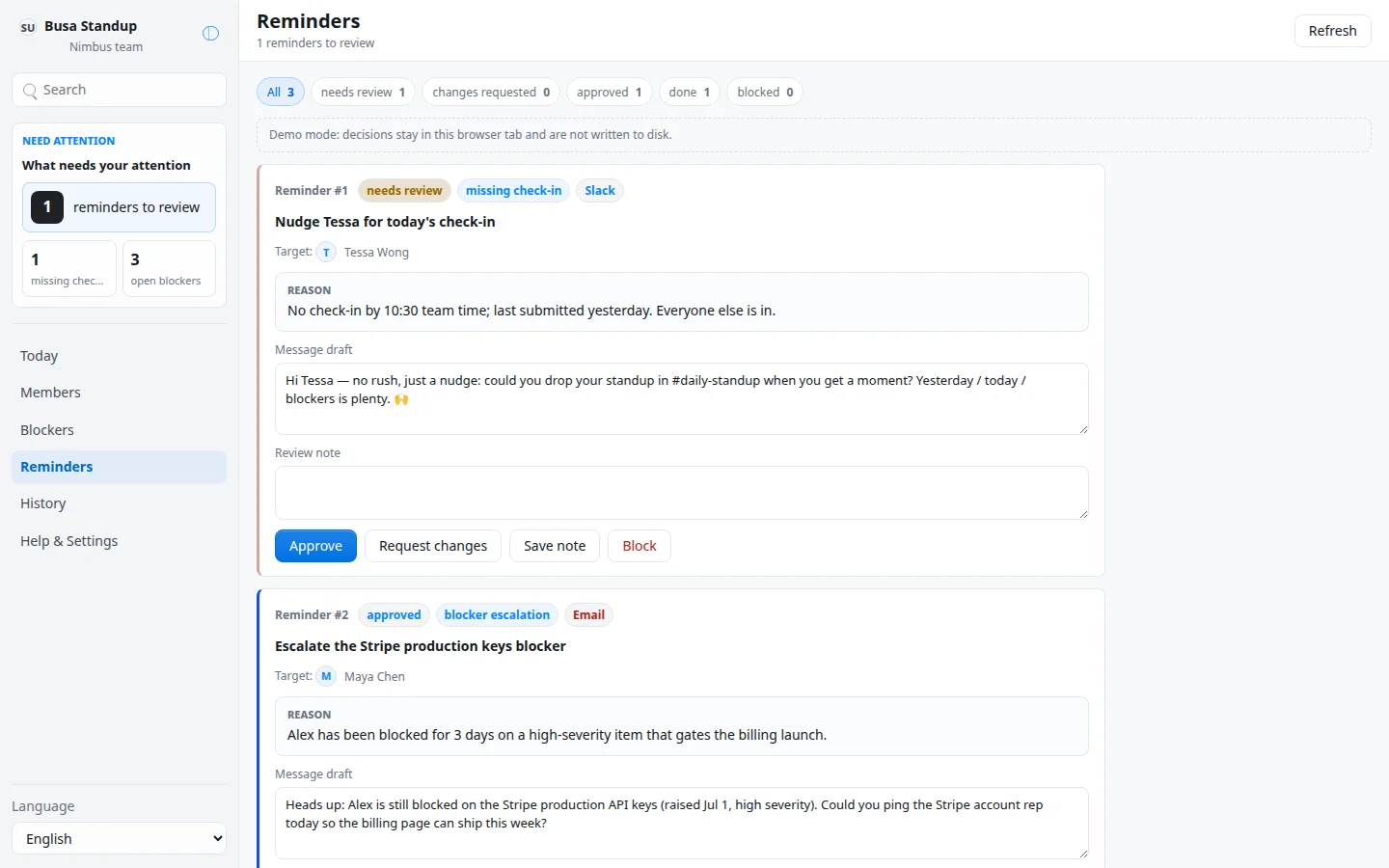Busa Standup screenshot 6