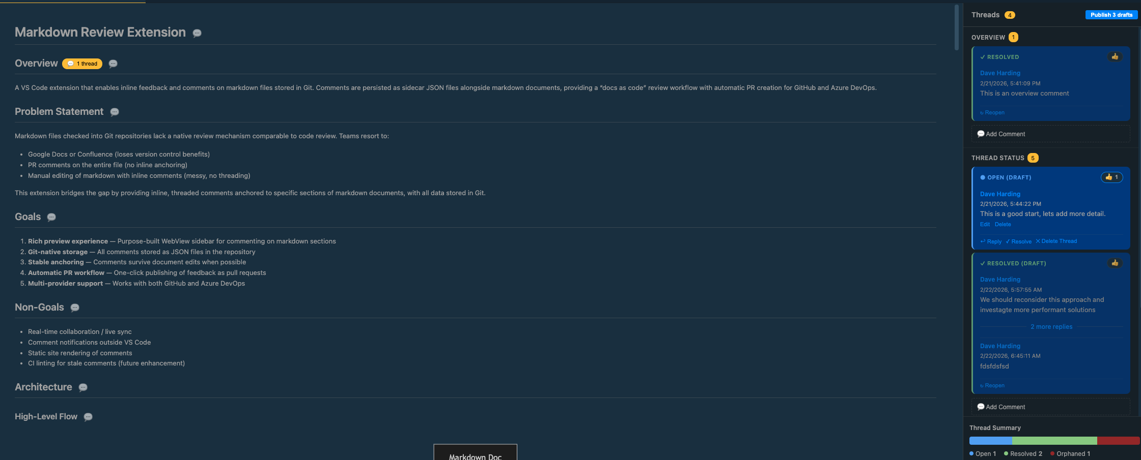 Markdown Threads screenshot
