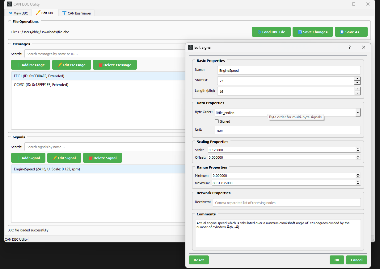 DBC File Editor