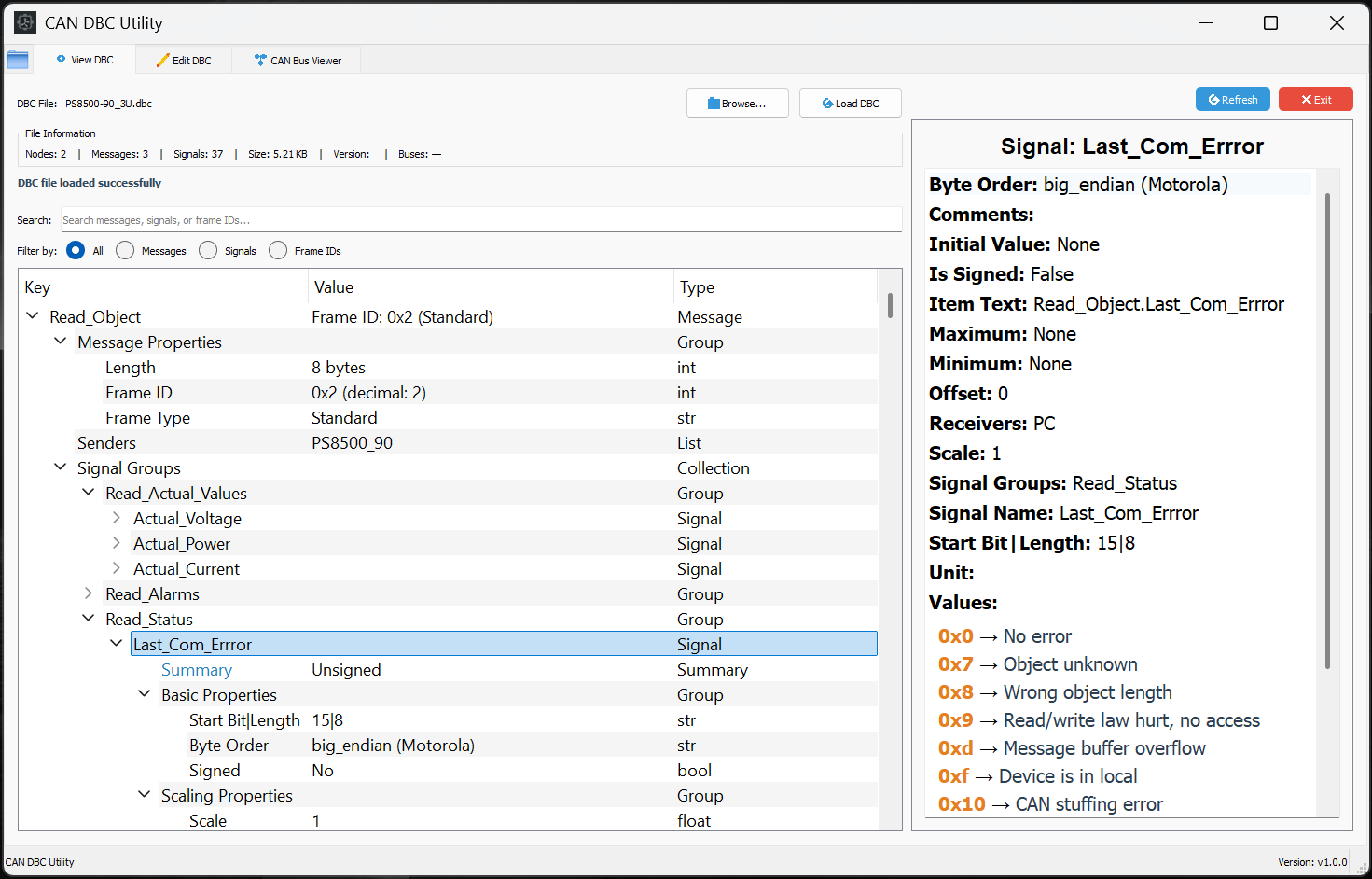 DBC File Viewer