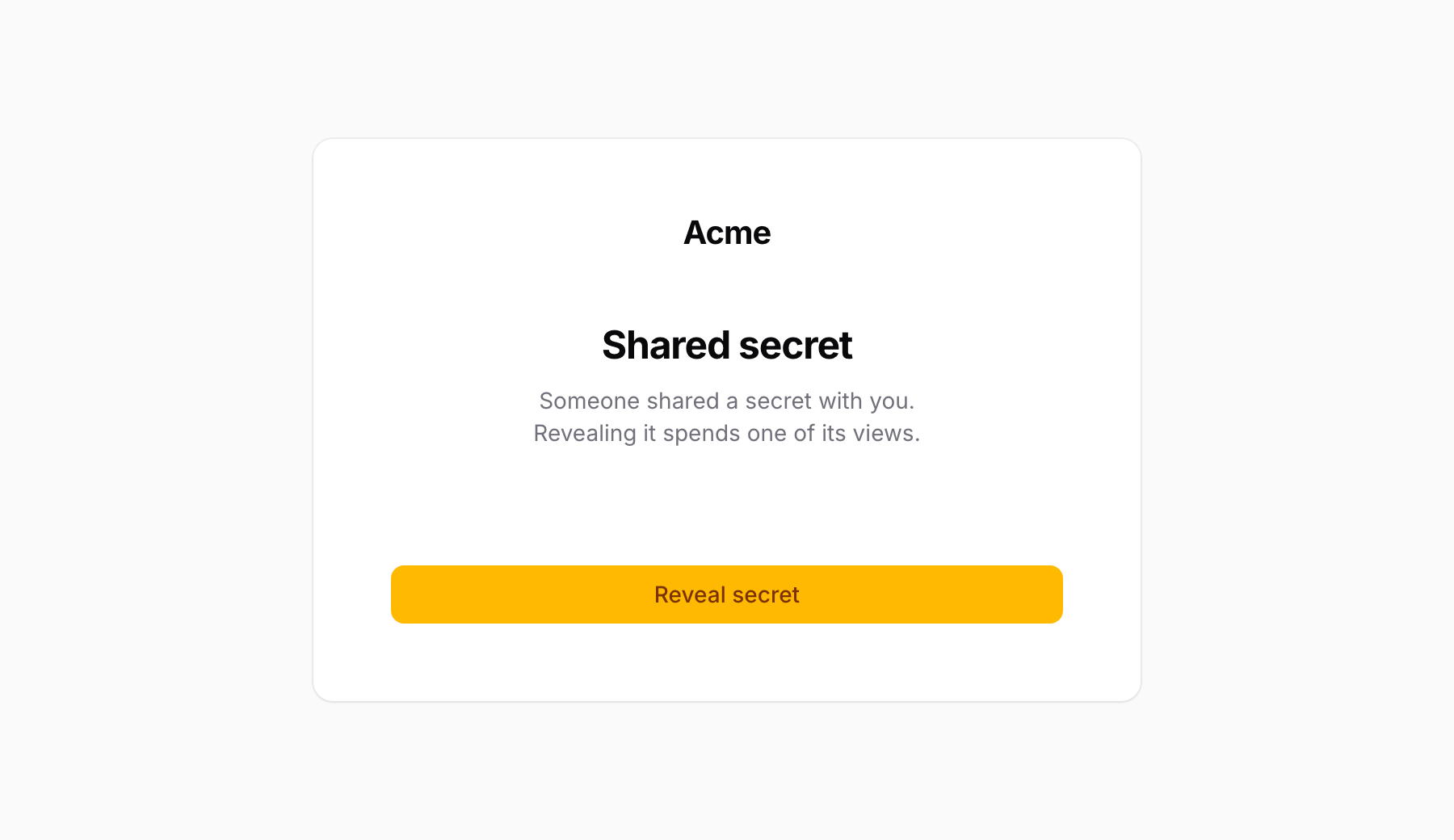 The reader page asking to reveal the secret