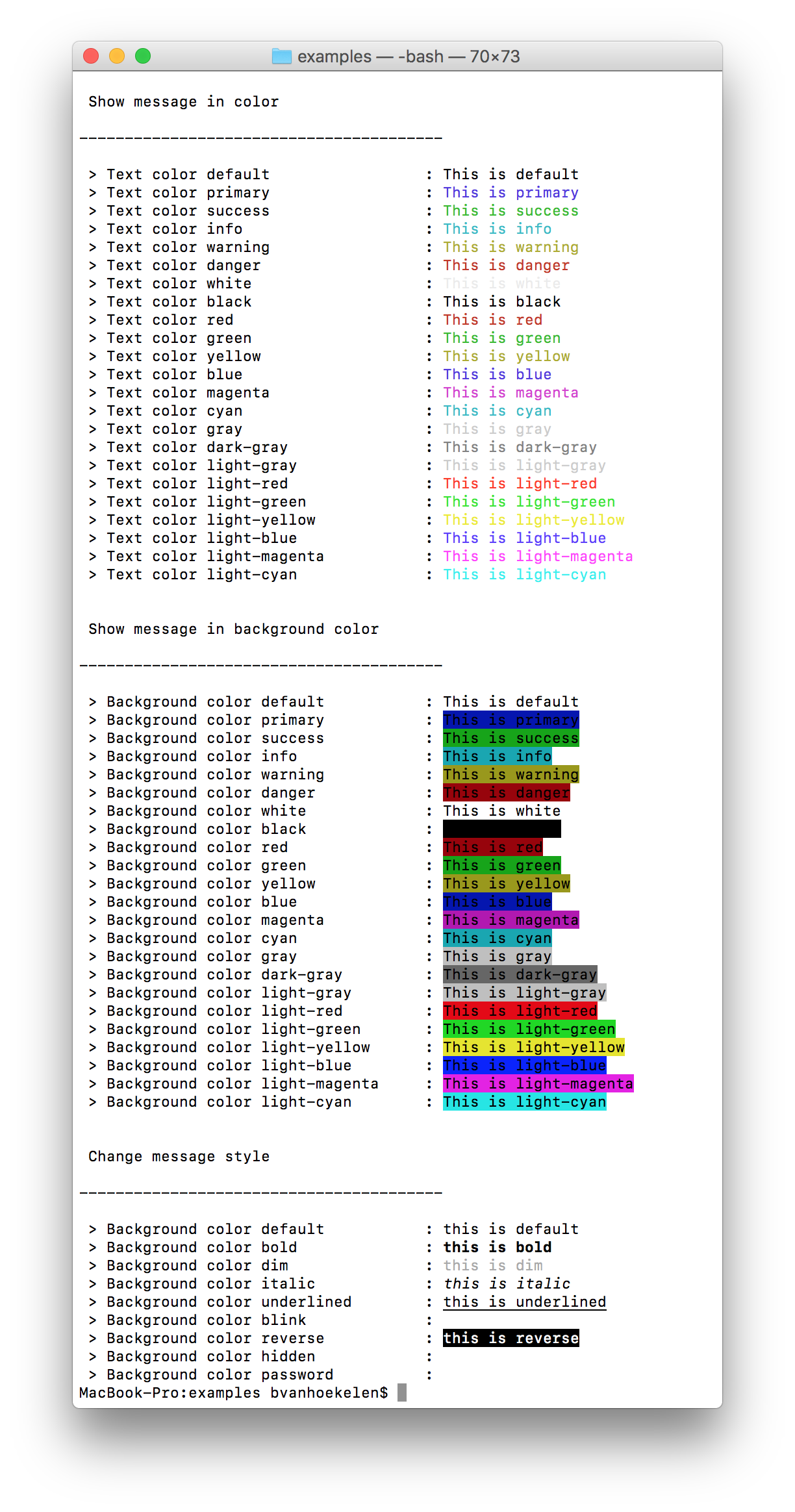 PHP Terminal style all styles