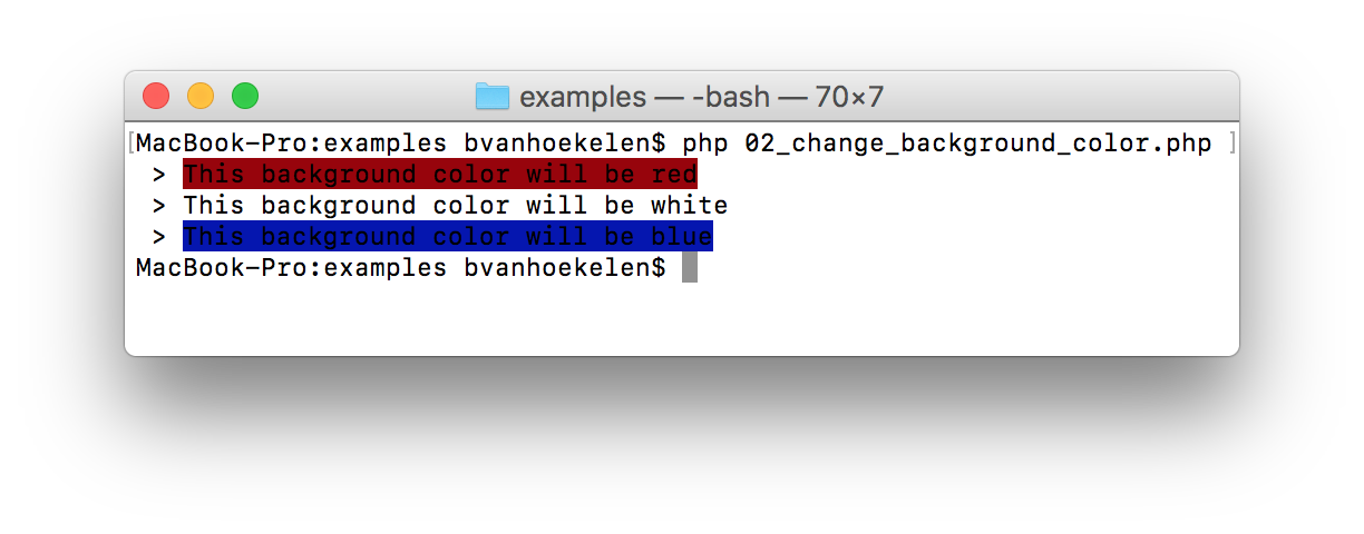 PHP Terminal style set background color