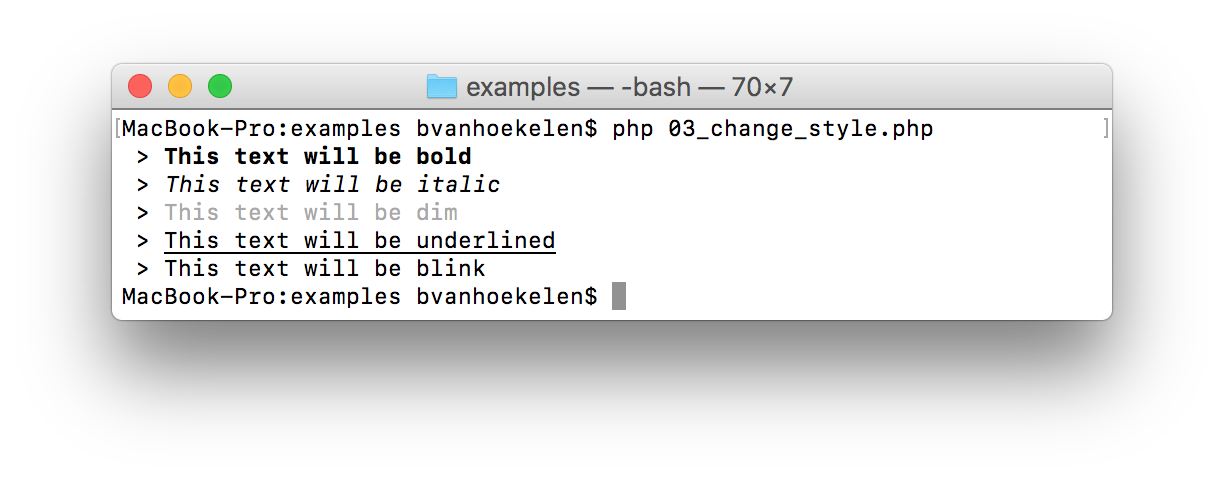 PHP Terminal style set style
