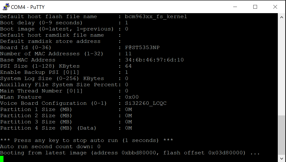 "Correct baud rate displays readable text"