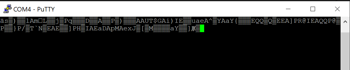 "Incorrect baud rate results in garbled text"