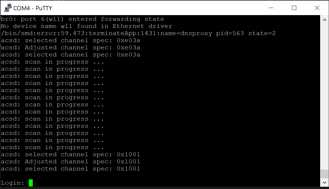 "Correct baud rate displays readable text"