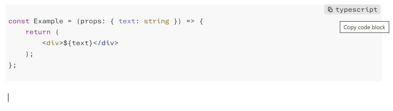 Markdown editor copy widget example