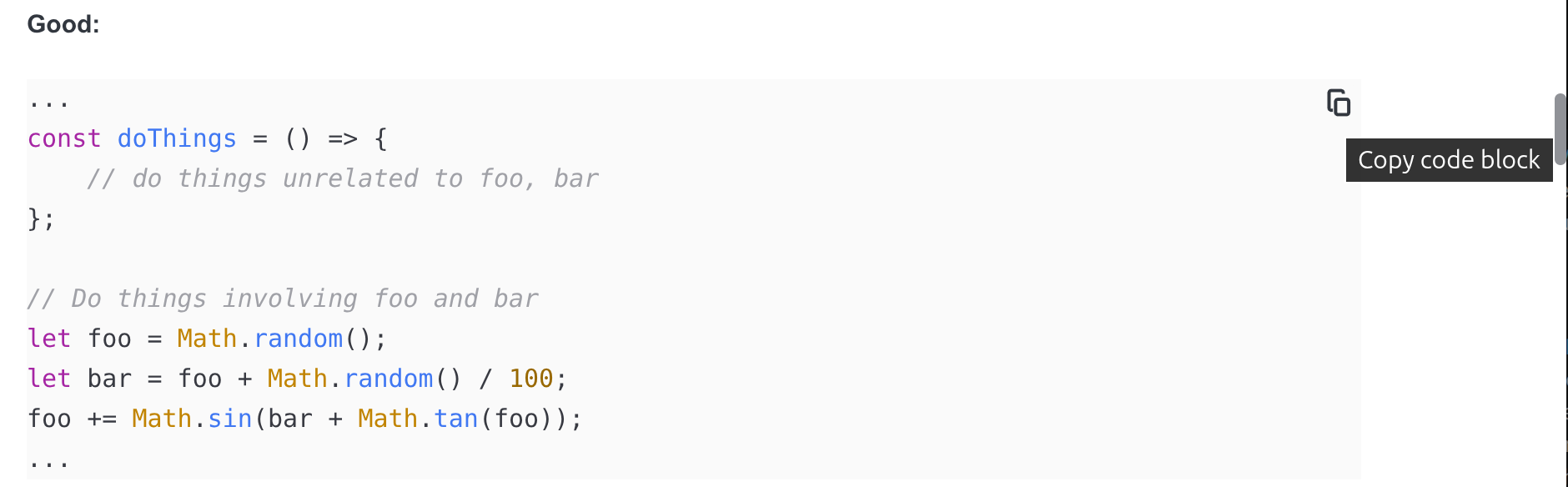 Markdown viewer copy widget example