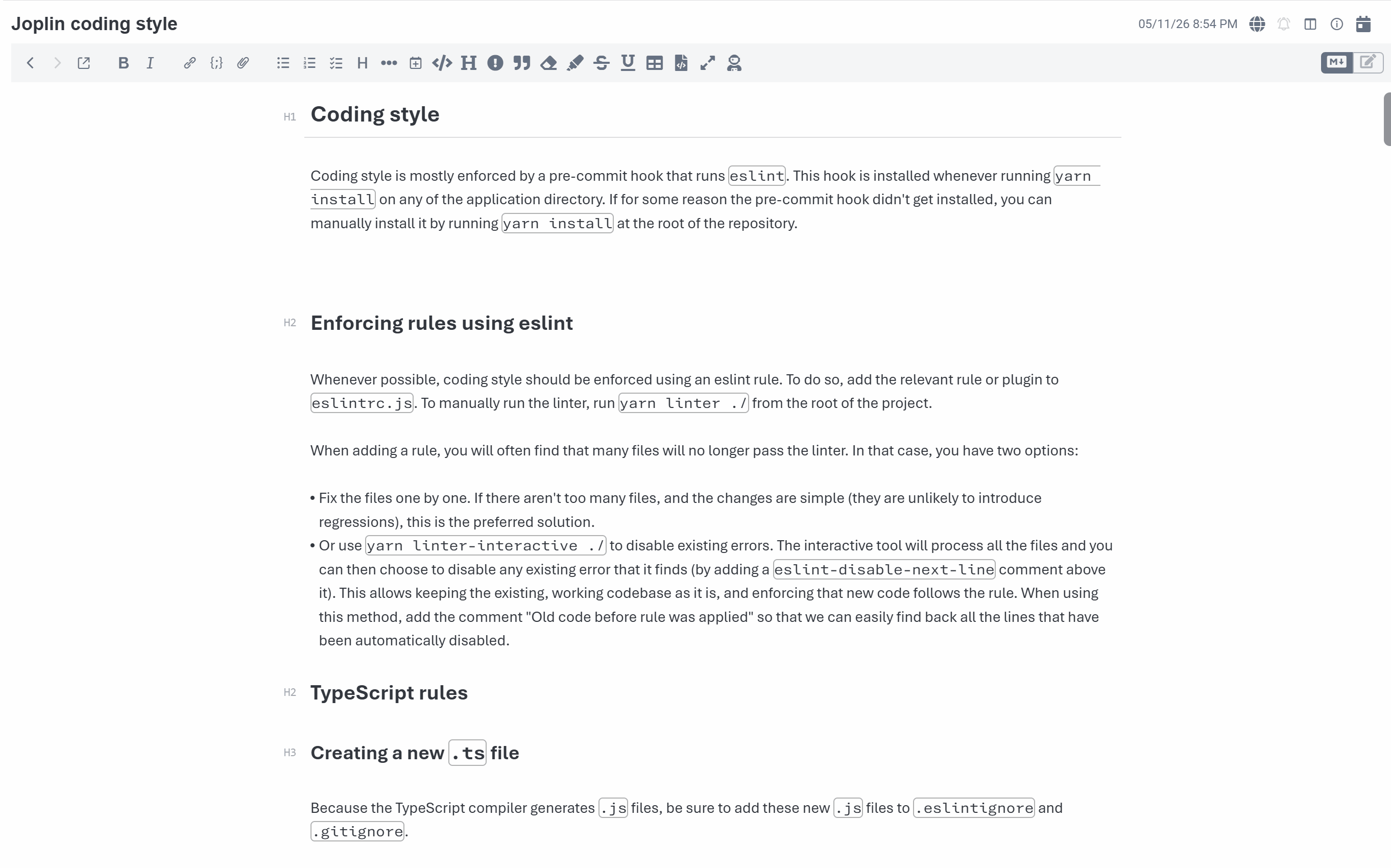 inline formatting commands example