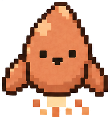 The mascot shaped like a rocket taking off