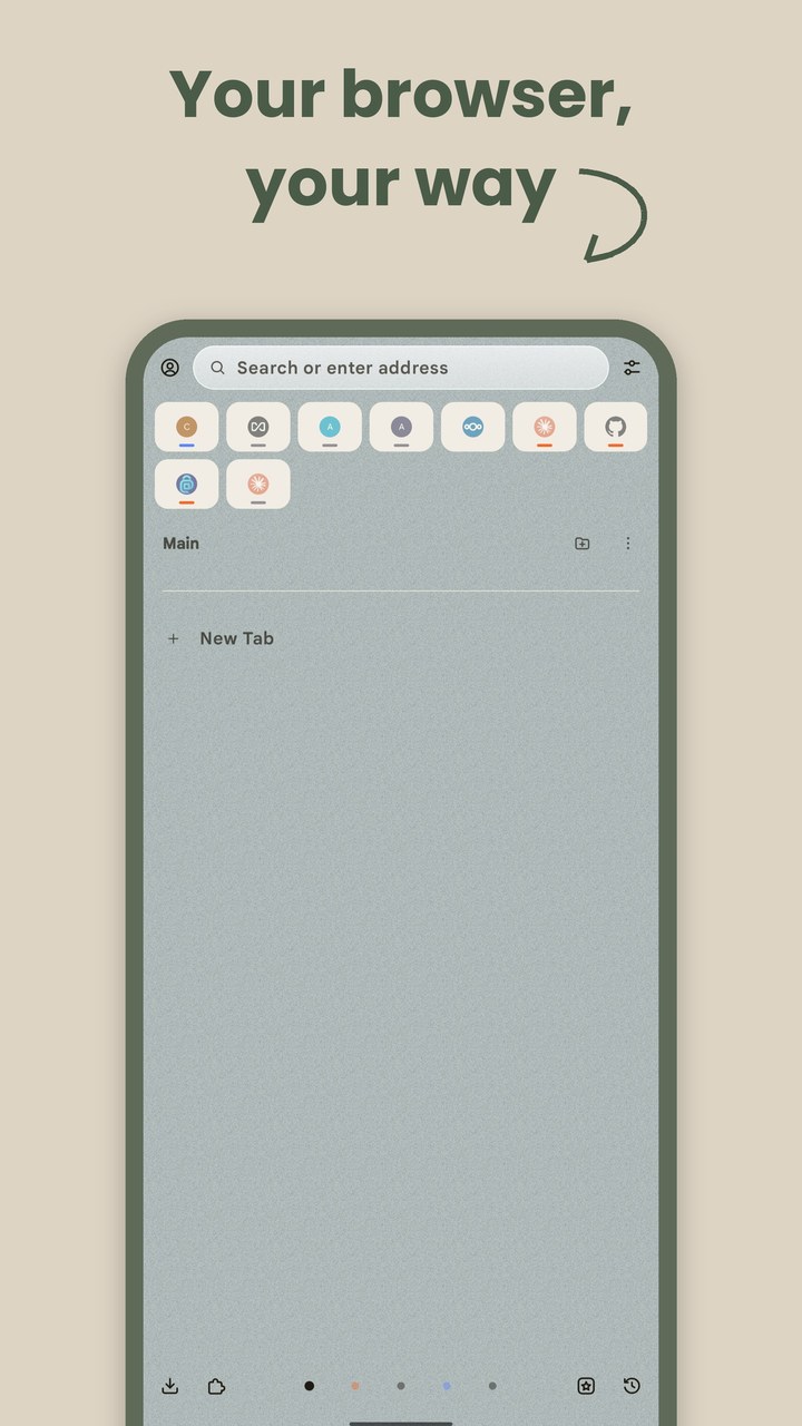 The home screen with essentials and the Main workspace