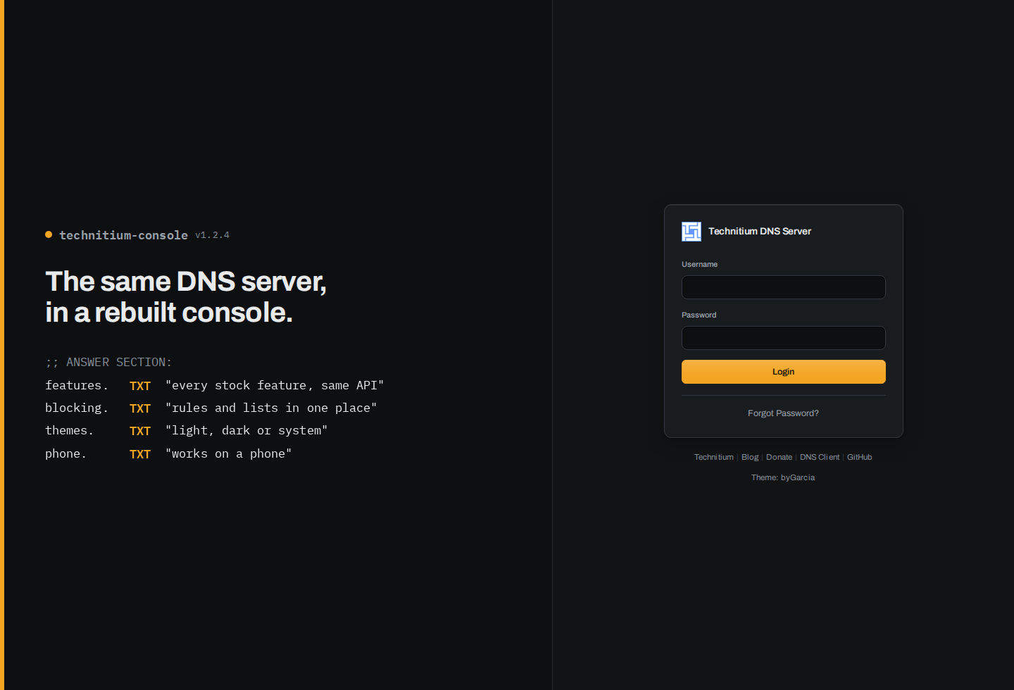 The login screen