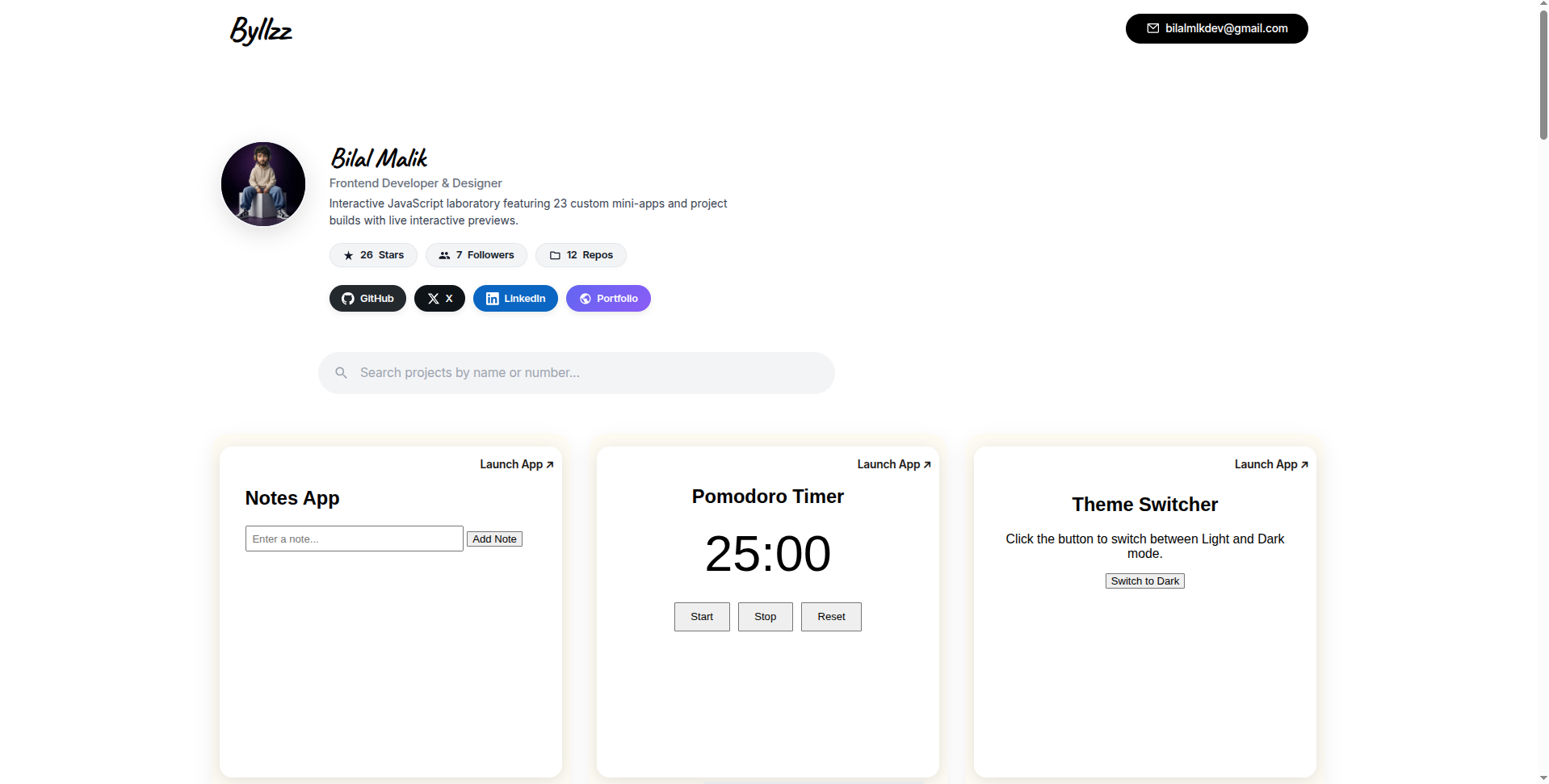 JS Practice Projects Dashboard