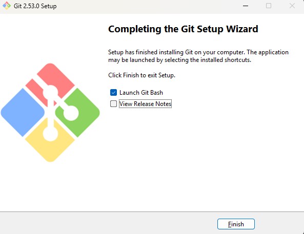 Git setup wizard completion screen showing launch Git Bash option after installation