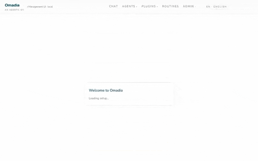 omadia no-code builder: describe an agent in plain words, the builder generates it, then try it out