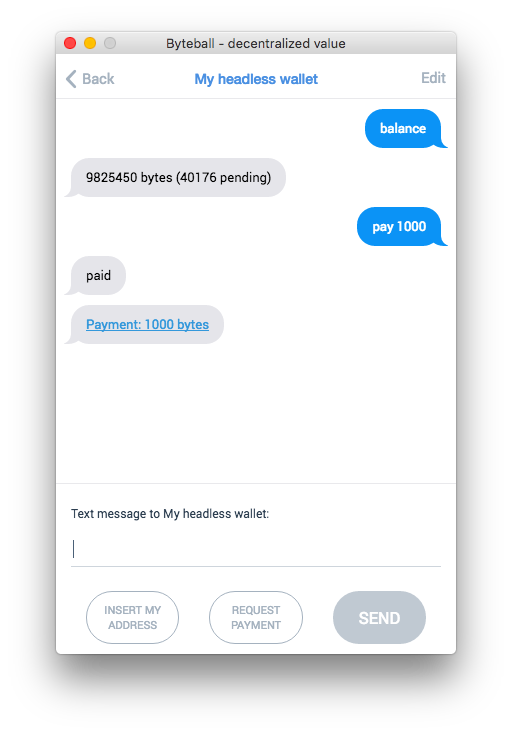 Chat with headless wallet