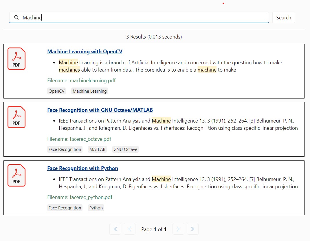 The final Document Search with the Blazor Frontend