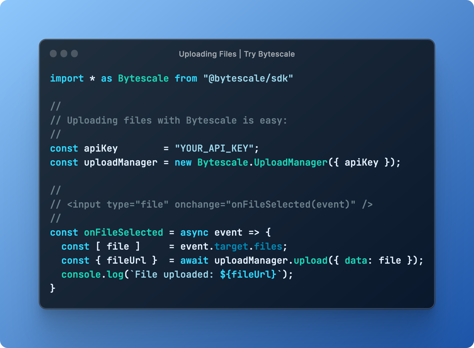 Bytescale JavaScript SDK Example