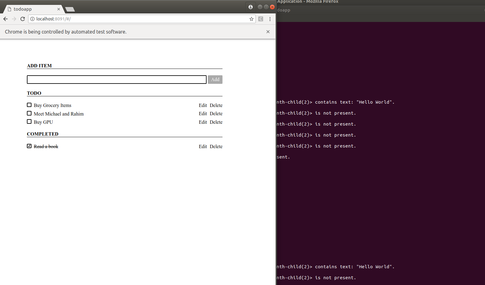 e2e browser based results