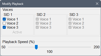 Screenshot of the Modify Playback window